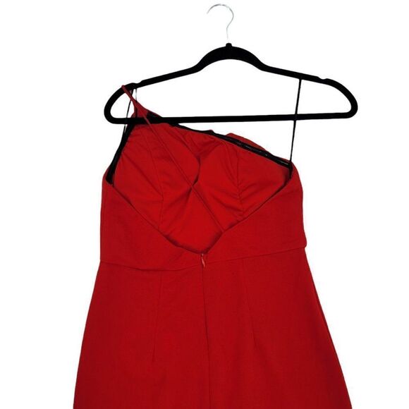 Princess Polly Dress PRIYA Mini Sexy Strappy One Shoulder Font Slit Red Sz 8 - Picture 8 of 12